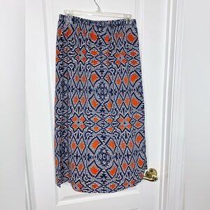 Soprano Aztec Pattern Midi Skirt Side Slits Orange Blue JR Large